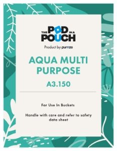 Pod in a Pouch Hard Surface Cleaner Aqua Label (1 Front + 1 Back)