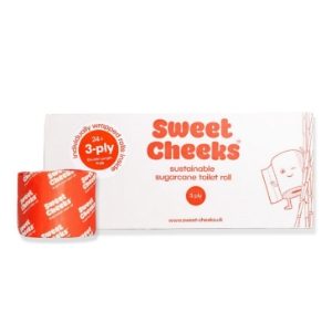 Sweet Cheeks 3 Ply Sugar Cain Toilet Roll (case of 24) (400 sheets per roll)